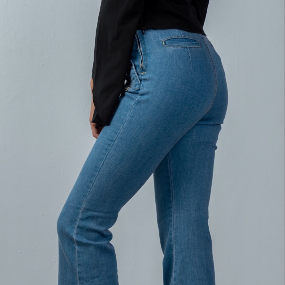 High waist fitted jeans bell bottom jegging jeans - Picture 4 of 8